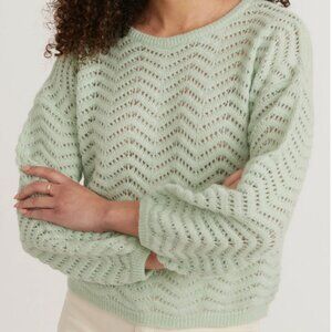 Marine Layer Ruby Pointelle Sweater in Bird's Egg